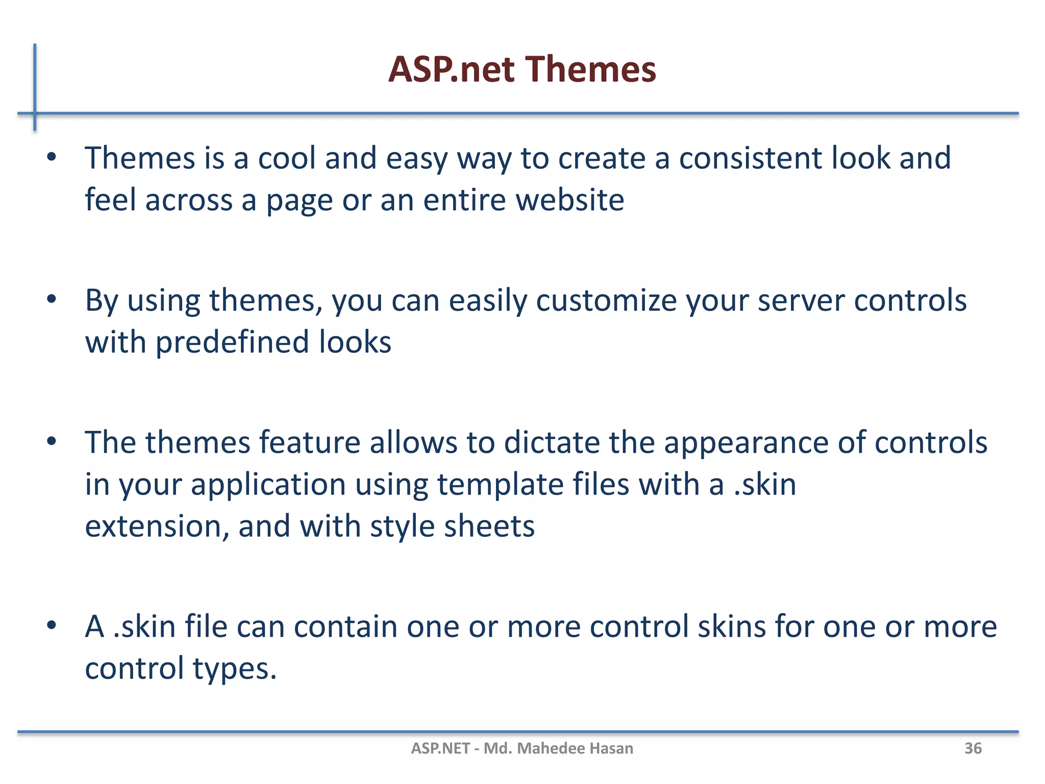 Master Page/ Content Page
MAHEDEE.NET 36
Fig – Sample Master Page
 