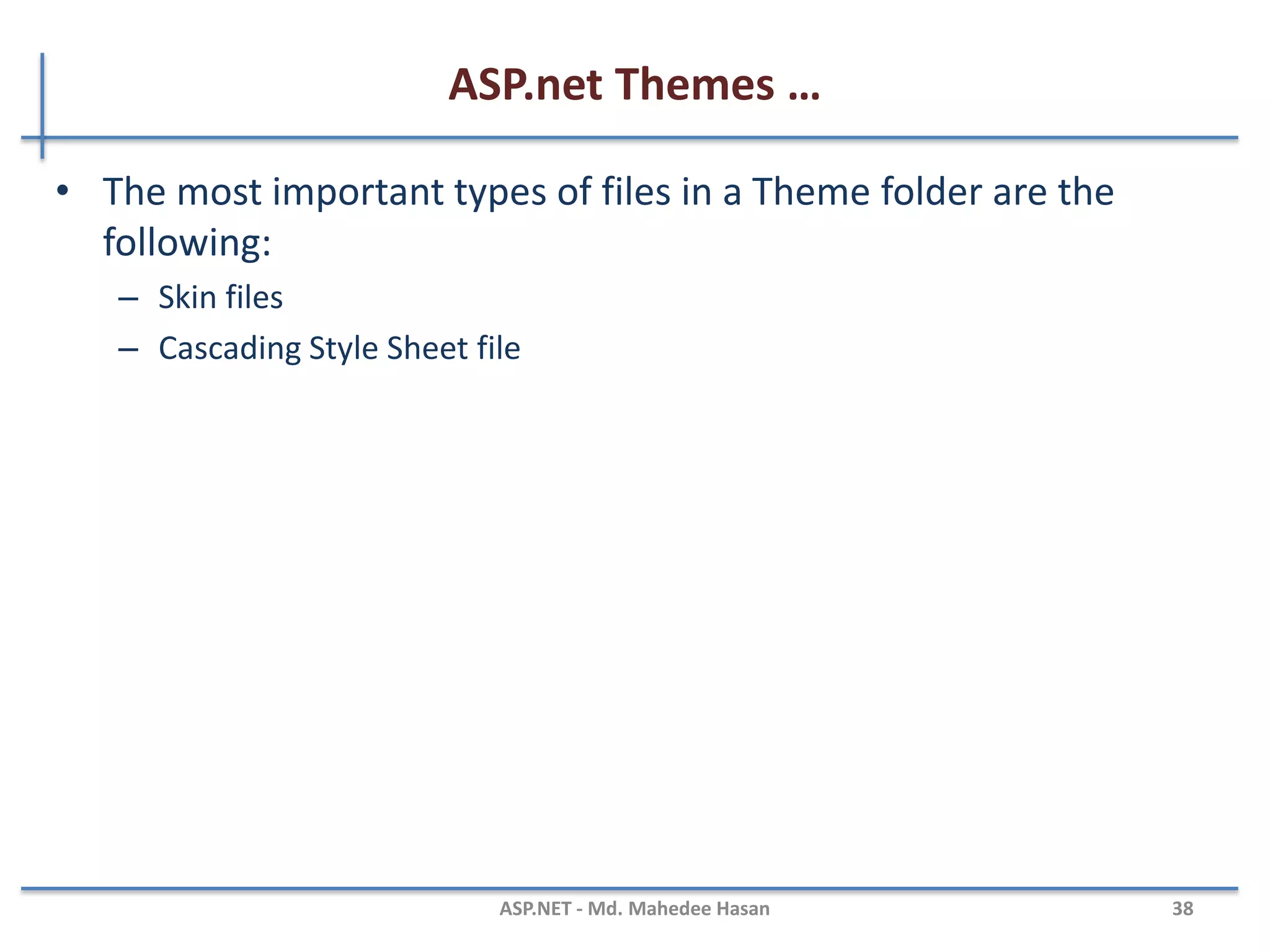 ASP.net Themes …
MAHEDEE.NET 38
 