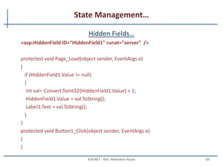 State Management…
View state…
MAHEDEE.NET 60
 