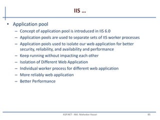 IIS …
MAHEDEE.NET 85
Fig – Processing server page
Processing server page
 