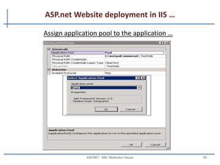 ASP.net Website deployment in IIS …
MAHEDEE.NET 93
Create application pool
 