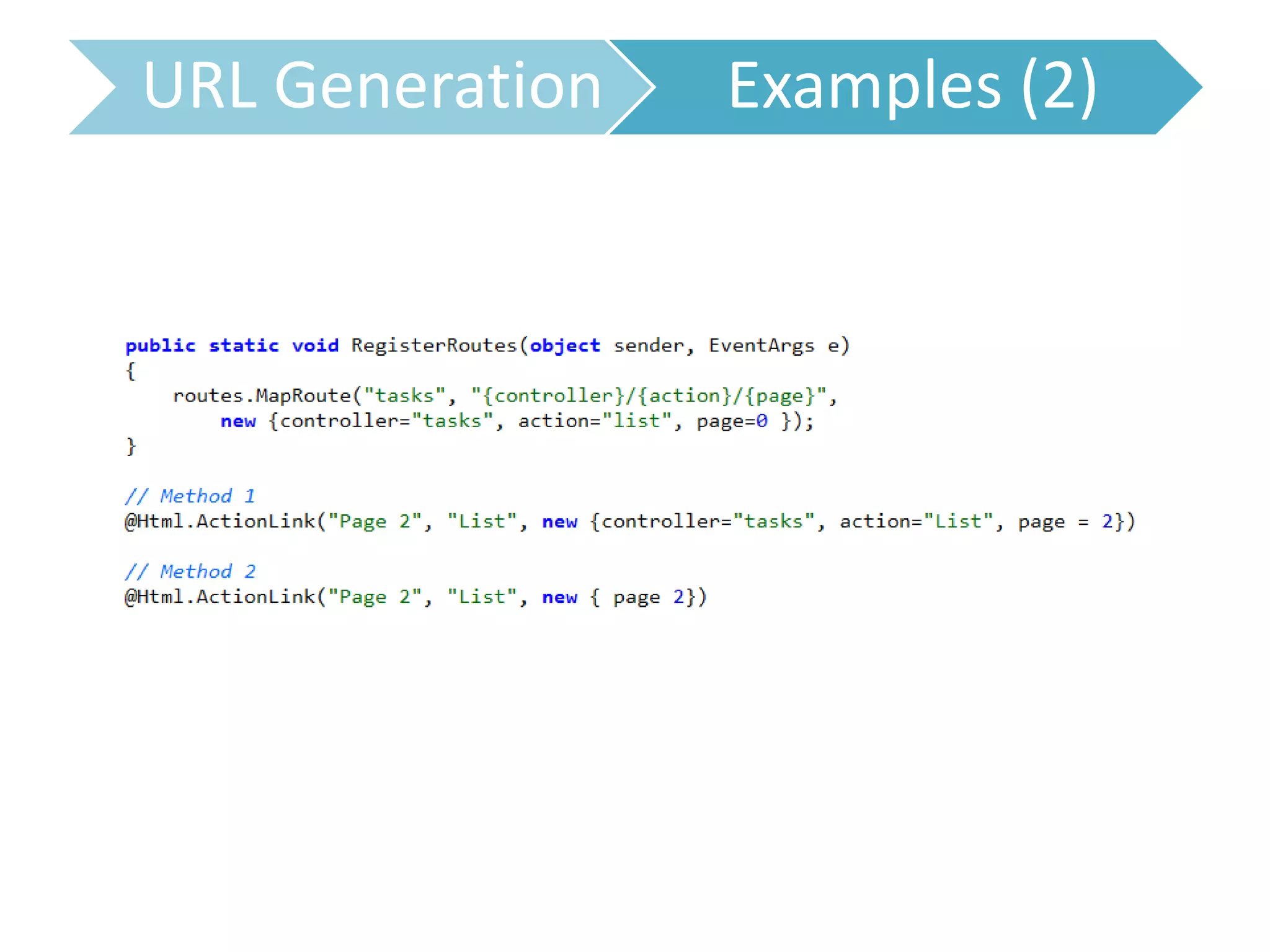 URL Generation Examples (2)
 