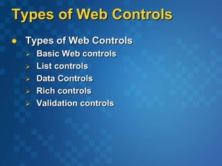 Asp.net server controls | PPT