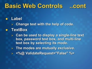 Asp.net server controls | PPT