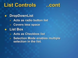 Asp.net server controls | PPT