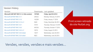 Versões, versões, versões e mais versões...
Print screen retirado
do site NuGet.org
 