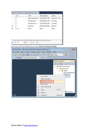 Edit by Nhiên IT (www.eg.vnao.vn)
Kích chuột phải vào Phim bảng và chọn Chỉnh sửa Schema Bảng .
 