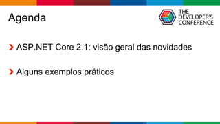 Globalcode – Open4education
Agenda
ASP.NET Core 2.1: visão geral das novidades
Alguns exemplos práticos
 