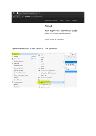 10) Demonstrate actions in areas for ASP.NET MVC application.
 