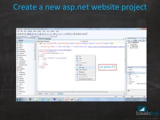 Create a new asp.net website project
 