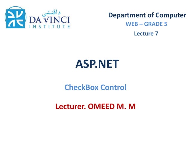 Asp.net CheckBox control | PPTX | Technology & Computing