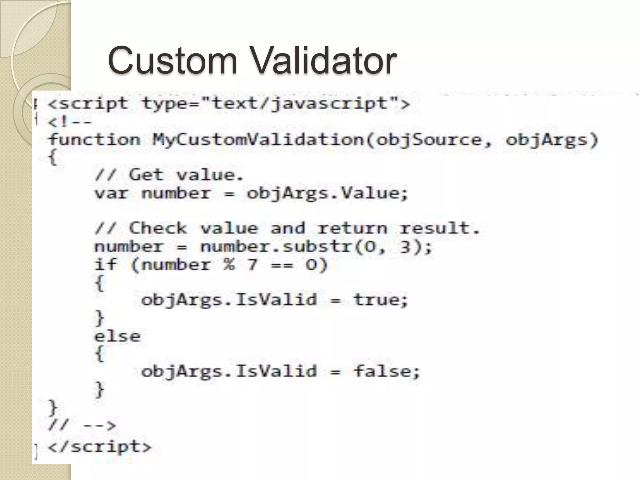 Custom Validator 