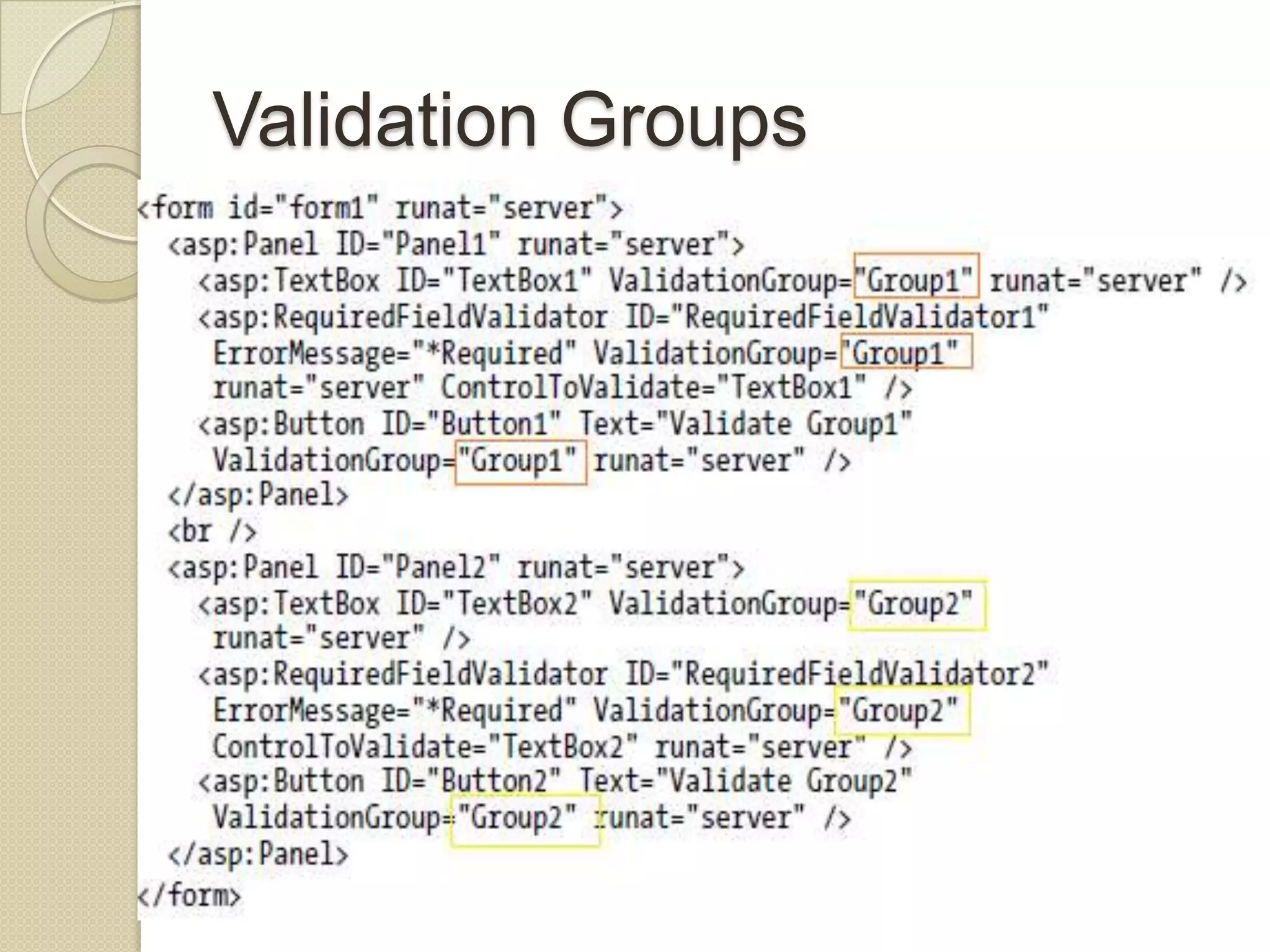 Validation Groups 