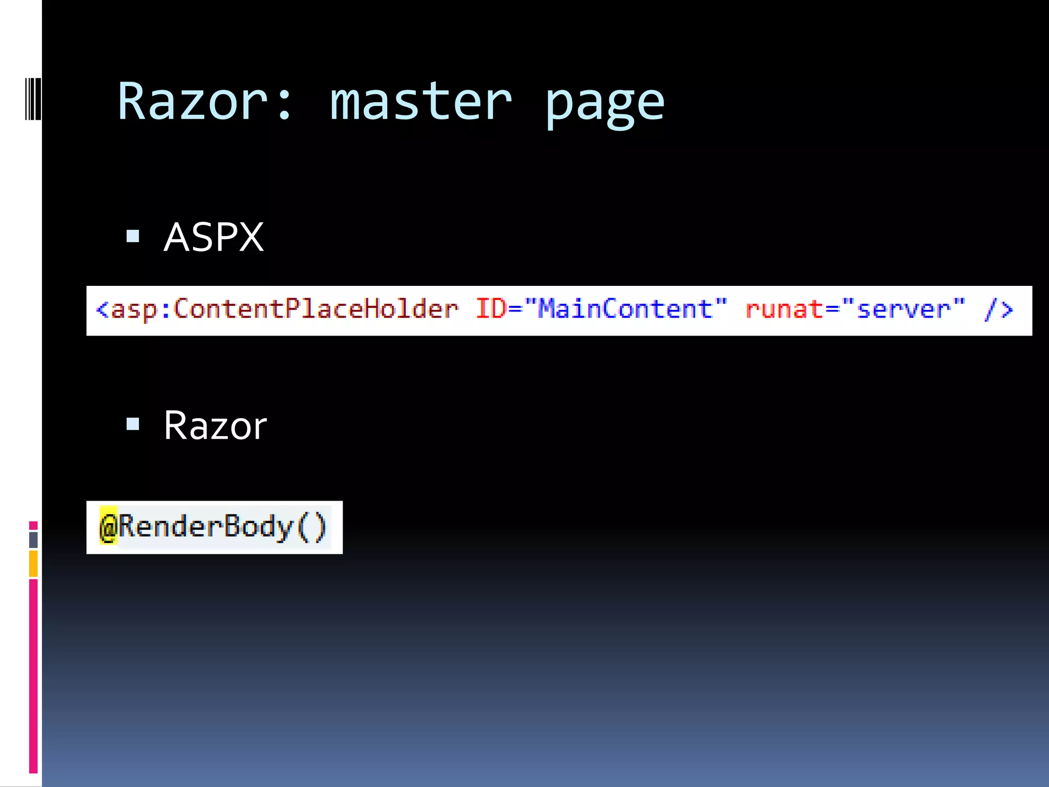 Razor: master pageASPXRazor