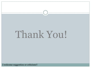 Thank You!

I welcome suggestion or criticism!!
 