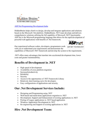 Asp.net programming development india 