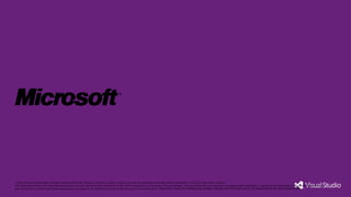 © 2012 Microsoft Corporation. All rights reserved. Microsoft, Windows, and other product names are or may be registered trademarks and/or trademarks in the U.S. and/or other countries.
The information herein is for informational purposes only and represents the current view of Microsoft Corporation as of the date of this presentation. Because Microsoft must respond to changing market conditions, it should not be interpreted to be a commitment on the
part of Microsoft, and Microsoft cannot guarantee the accuracy of any information provided after the date of this presentation. MICROSOFT MAKES NO WARRANTIES, EXPRESS, IMPLIED OR STATUTORY, AS TO THE INFORMATION IN THIS PRESENTATION.
 