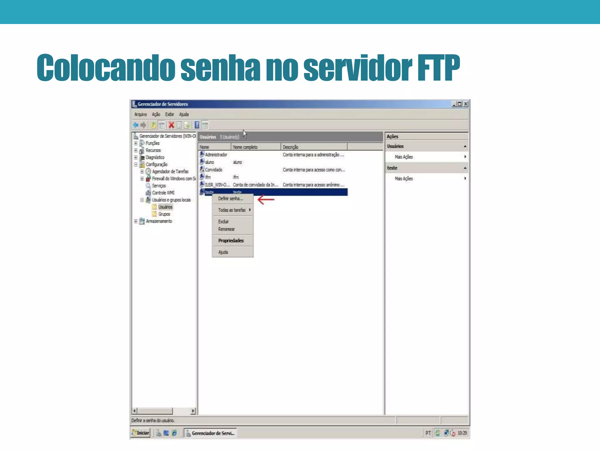 ColocandosenhanoservidorFTP
 