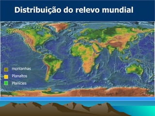 Distribuição do relevo mundial   montanhas  Planaltos  Planícies 