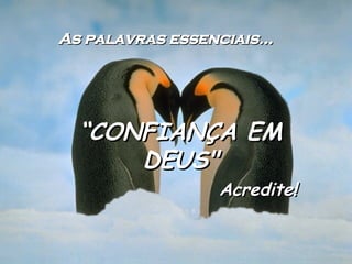 As palavras essenciais… “ CONFIANÇA EM DEUS" Acredite! 