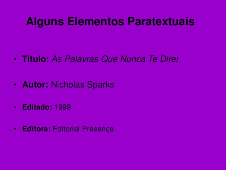 As Palavras Que Nunca Te Direi Nicholas Sparks