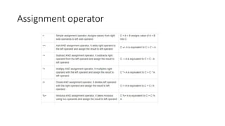 Assignment operator
 