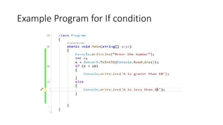 Example Program for If condition
 