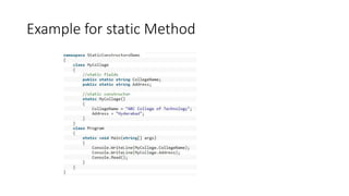 Example for static Method
 