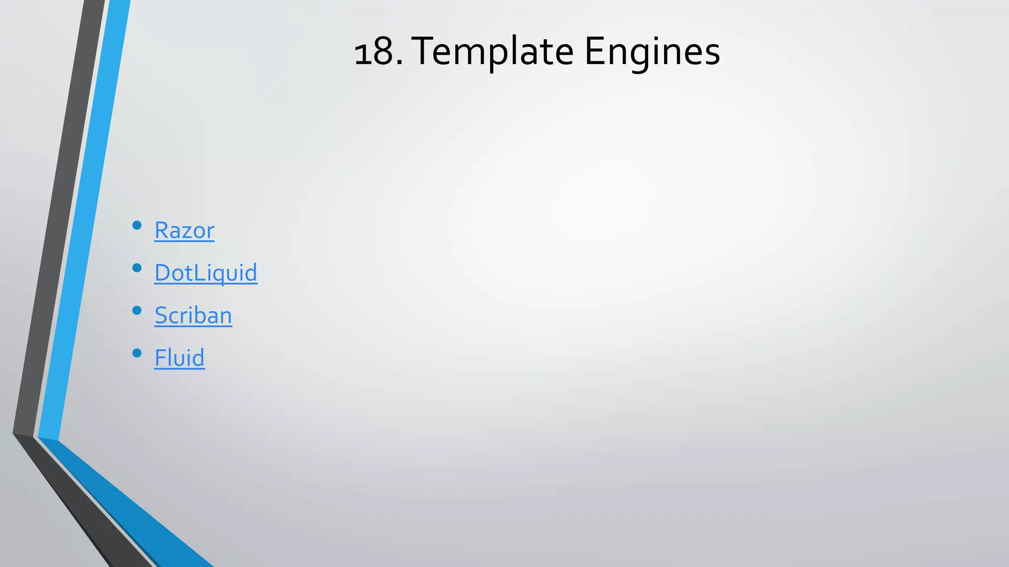 18.Template Engines • Razor • DotLiquid • Scriban • Fluid 