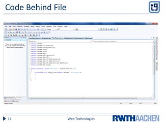 Code Behind File
Web Technologies14
 