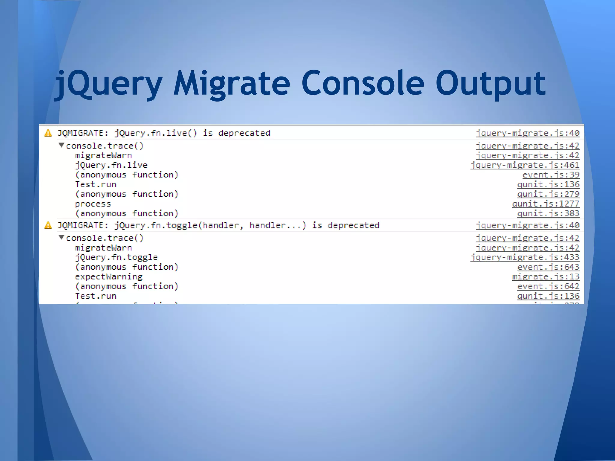 jQuery Migrate Console Output

 