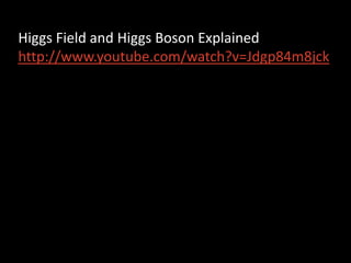 Higgs Field and Higgs Boson Explained
http://www.youtube.com/watch?v=Jdgp84m8jck

 