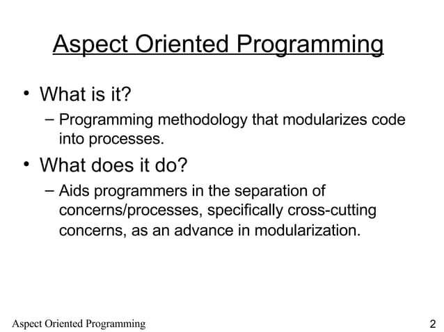 Aspect Oriented Programming | PPT