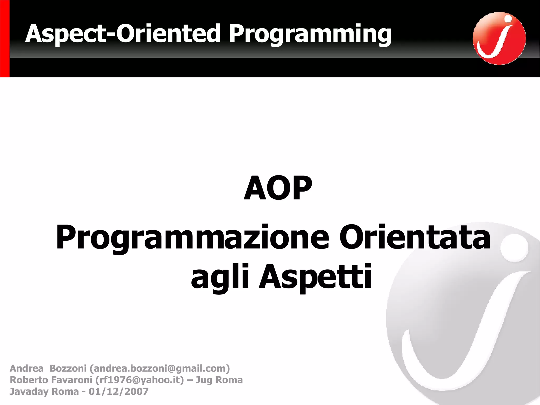 Aspect Oriented Programming | PPT