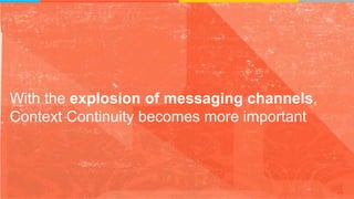 With the explosion of messaging channels,
Context Continuity becomes more important
 