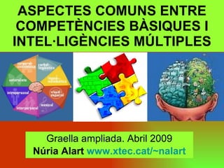 ASPECTES COMUNS ENTRE COMPETÈNCIES BÀSIQUES I INTEL·LIGÈNCIES MÚLTIPLES Graella ampliada. Abril 2009 Núria Alart  www.xtec.cat /~nalart 