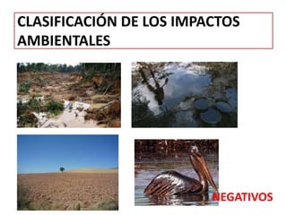 CLASIFICACIÓN DE LOS IMPACTOS
AMBIENTALES
NEGATIVOS
 