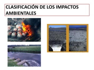 CLASIFICACIÓN DE LOS IMPACTOS
AMBIENTALES
 