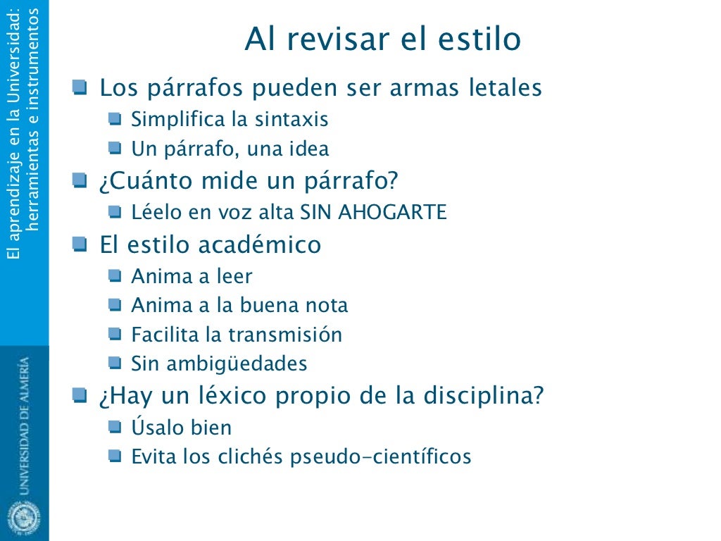 Aspectos formales de la presentación oral y escrita de trabajos