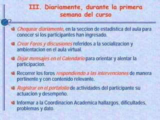 Aspectos Operativos de la Tutoria Virtual