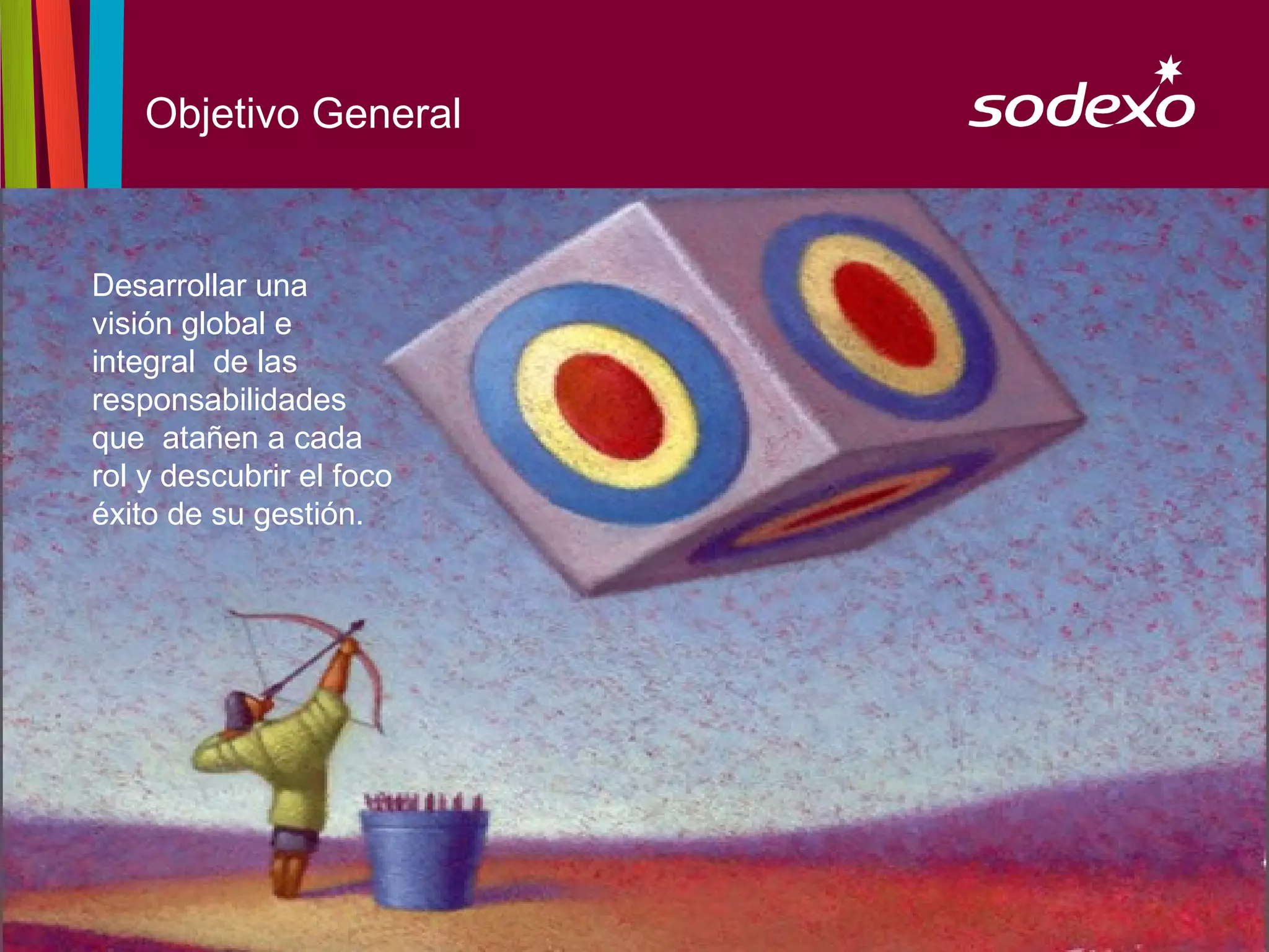 Objetivo General


Desarrollar una
visión global e
integral de las
responsabilidades
que atañen a cada
rol y descubrir el foco
éxito de su gestión.




                          page 3
 