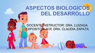 ASPECTOS BIOLOGICOS
DEL DESARROLLO
DOCENTE INSTRUCTOR: DRA. LUIZAGA
EXPOSITOR: M.R. DRA. CLAUDIA ZAPATA
 