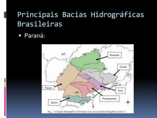 Principais Bacias Hidrográficas
Brasileiras
 Paraná:
 