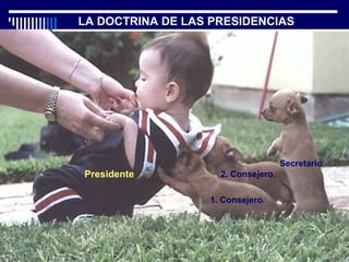 LA DOCTRINA DE LAS PRESIDENCIAS




                                    Secretario
Presidente          2. Consejero.

                  1. Consejero.
 