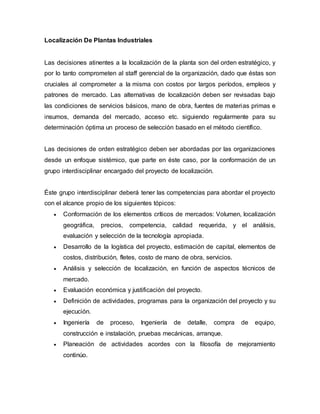 Aspectos fundamentales de plantas industriales