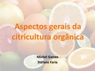 Aspectos gerais da 
citricultura orgânica 
Michel Garcez 
Stéfane Faria 
 