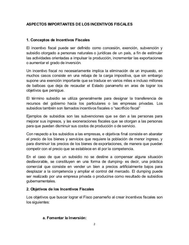 Aspectos Importantes De Los Incentivos Fiscales