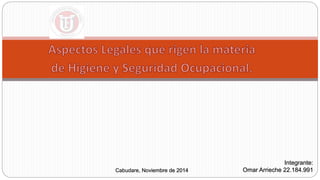 Cabudare, Noviembre de 2014 
Integrante: 
Omar Arrieche 22.184.991 
 