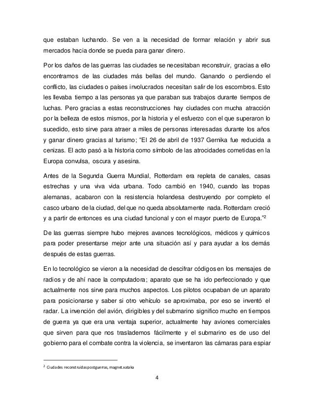 Ensayo Aspectos positivos de la guerra Historia