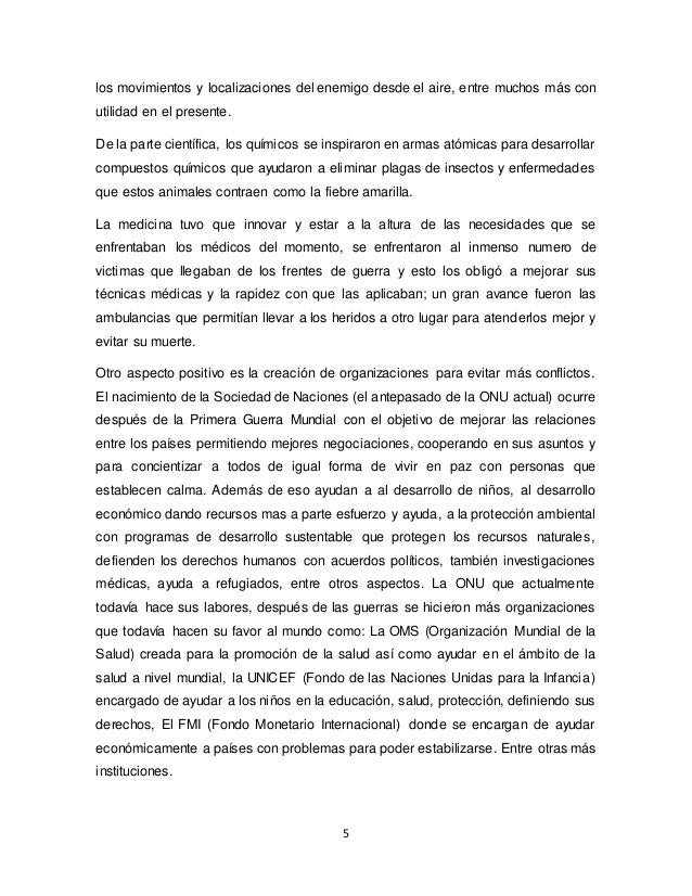 Ensayo Aspectos positivos de la guerra Historia